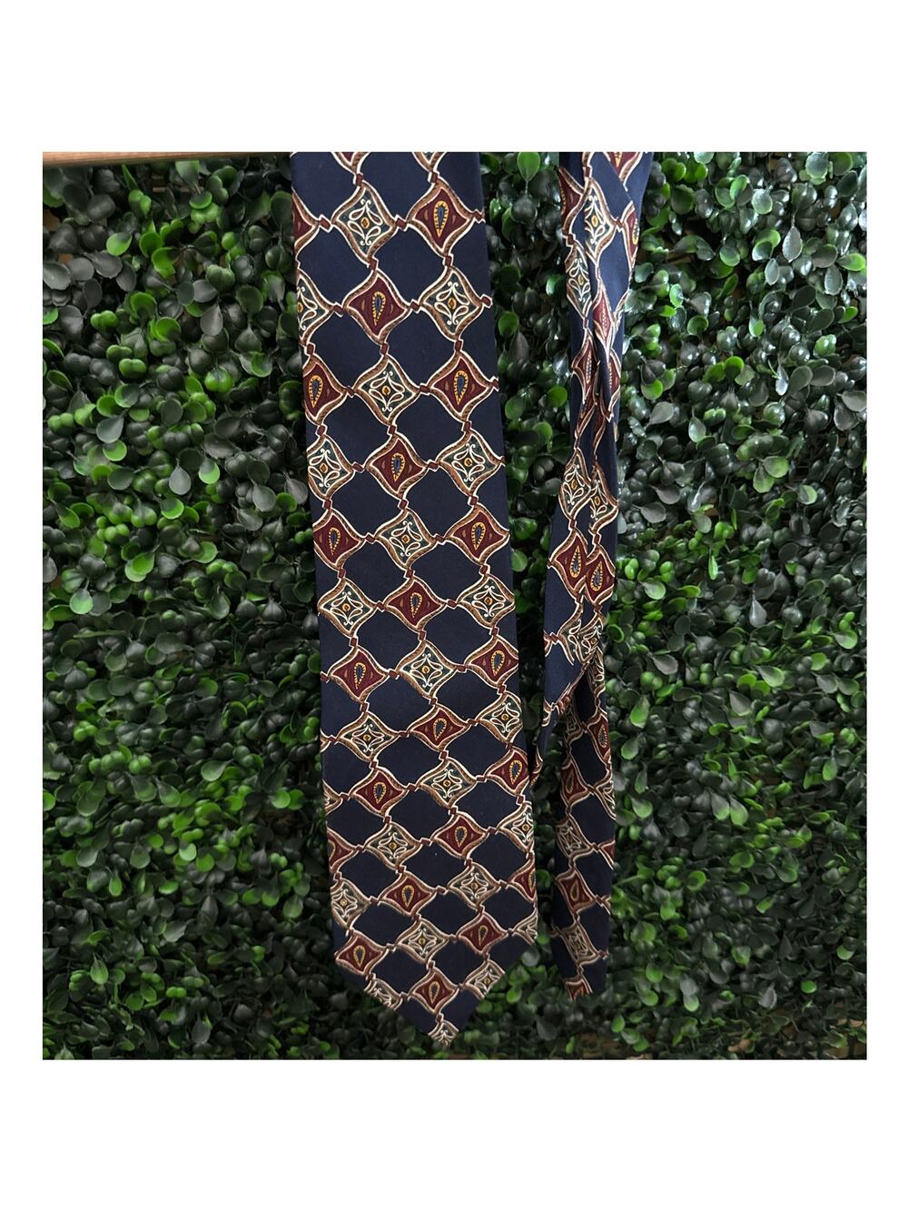 Chaps Ralph Lauren Vintage Silk Necktie, 58in Classic Geometric Design, Made USA